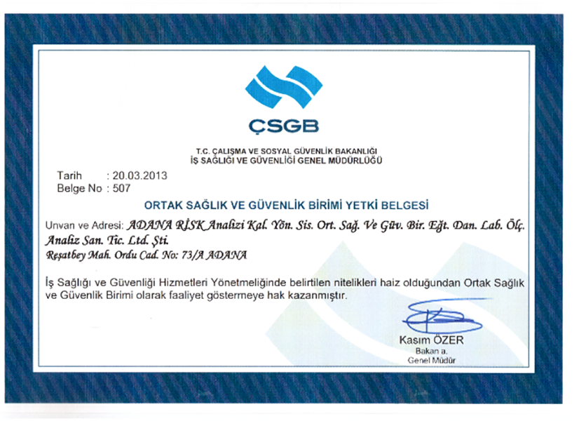 adana risk osgb yetki belgesi